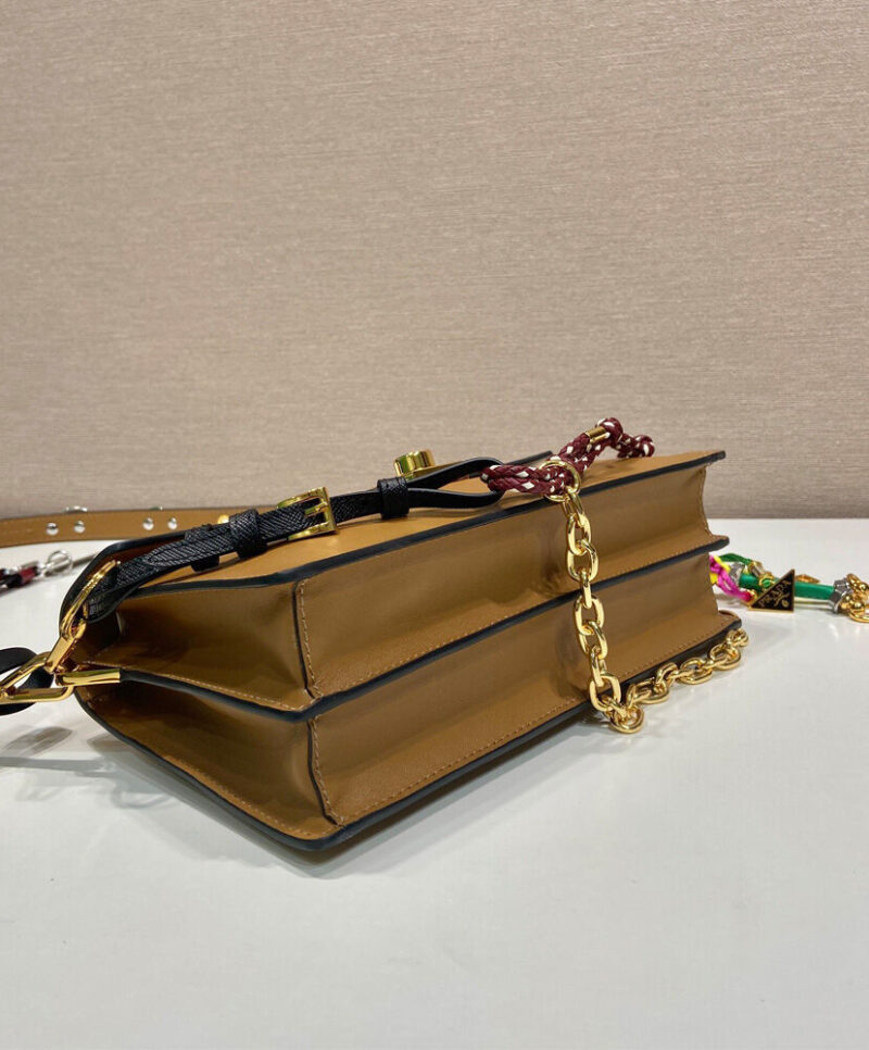 Prada Soft Sound Small Leather Shoulder Bag With Charms 1BD379